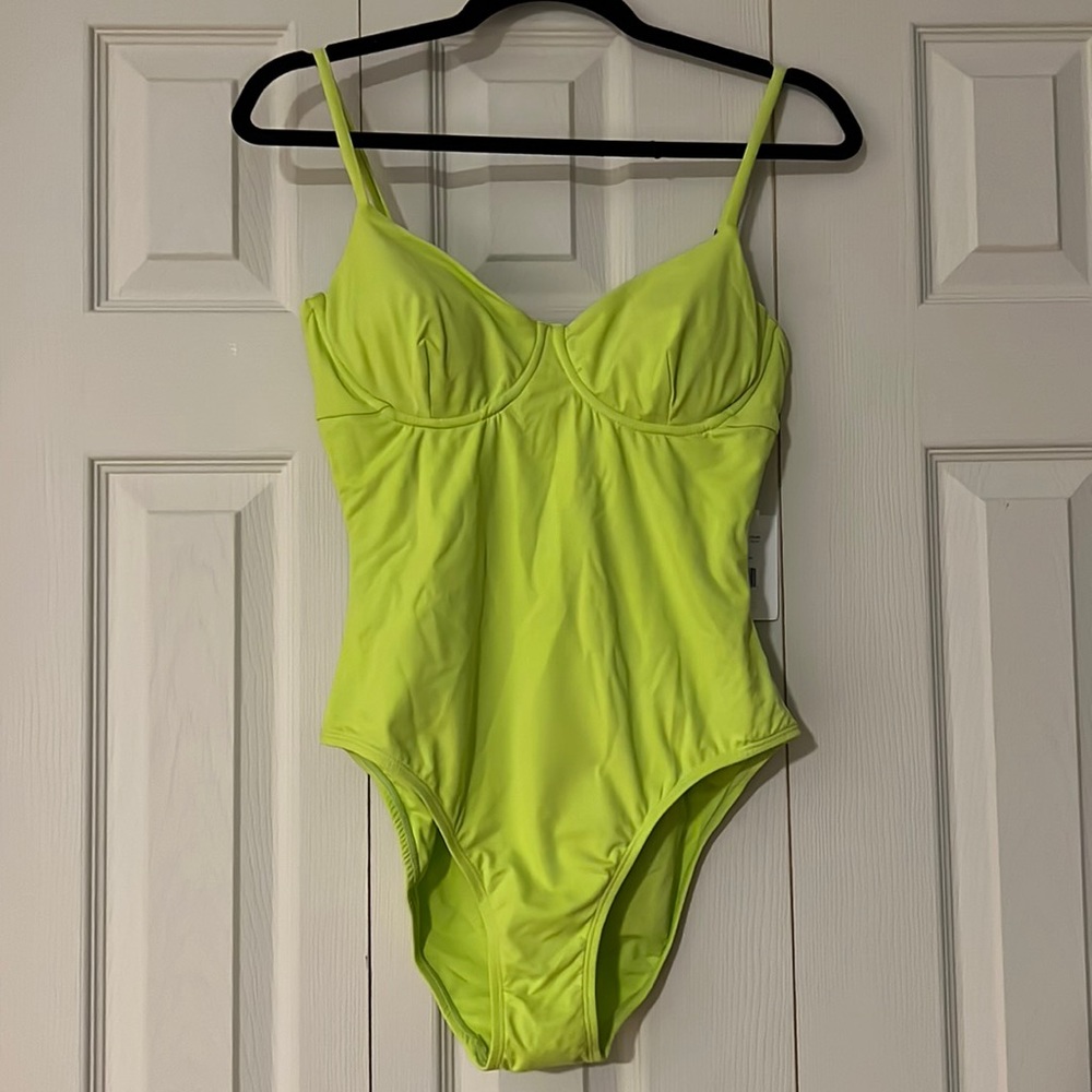 NWT Andie Swim Bermuda 1 piece large neon green